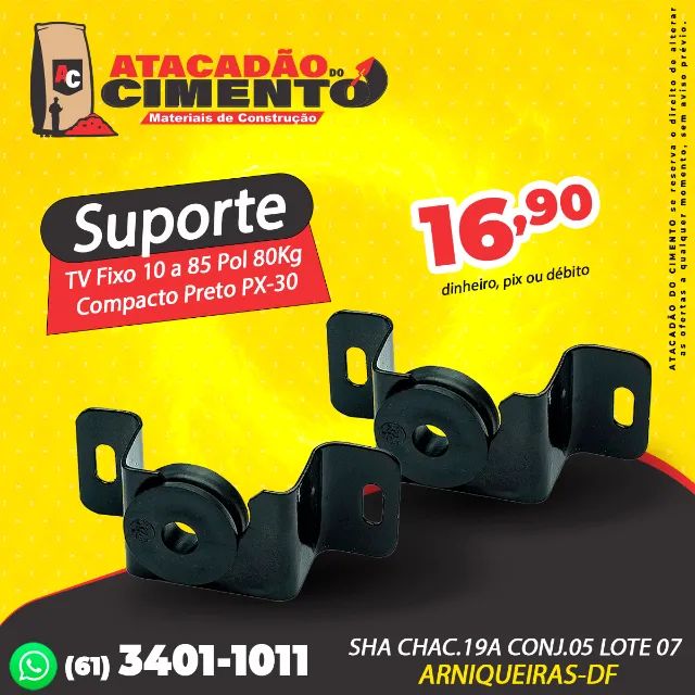 Suporte TV Fixo 10 a 85 Pol Compacto Preto 80Kg PX-30