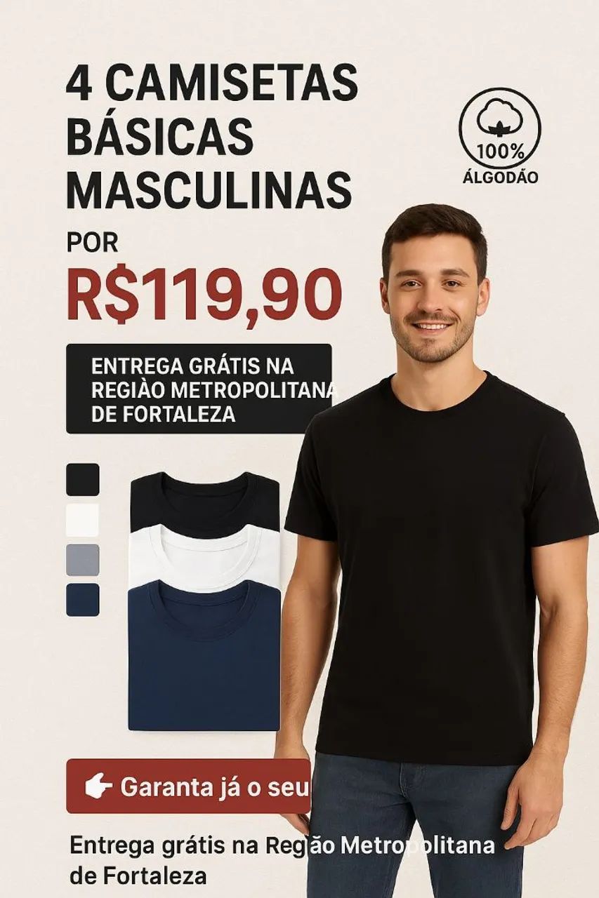 Kit 4 Camisas 100% Algodão Premium Gold Frete grátis  - Foto 2