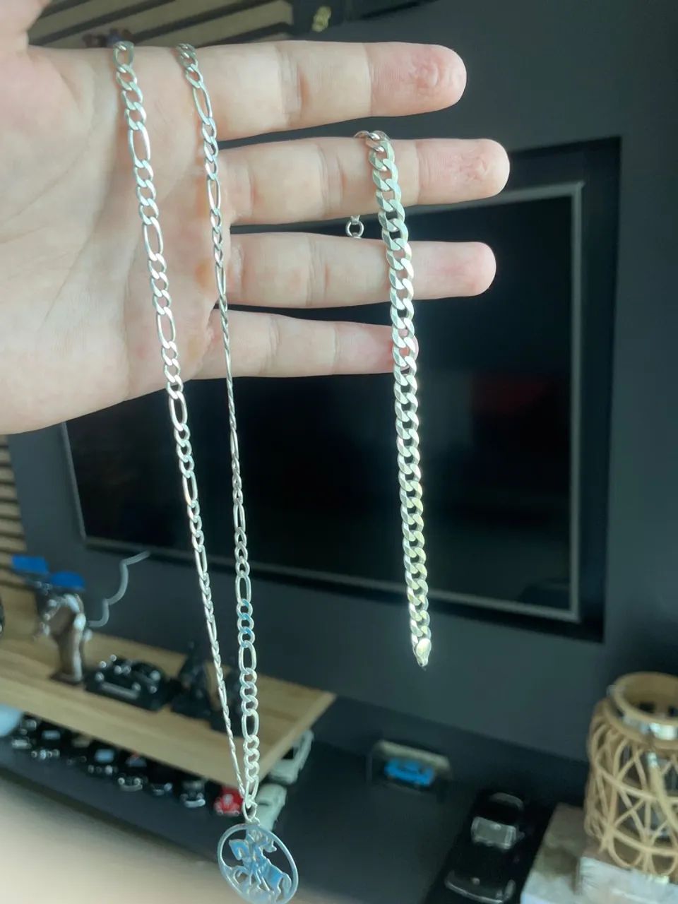 Conjunto de Corrente e Pulseira em Prata
