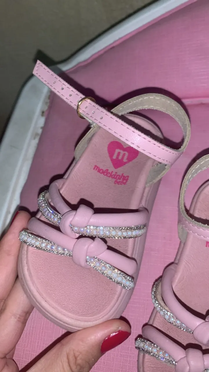Sandália Molekinha Bebê com Strass - Rosa