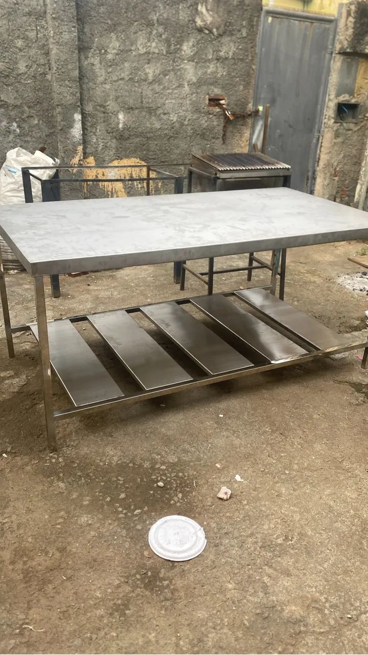 Mesa inox 304 com prateleira inferior  - Foto 4