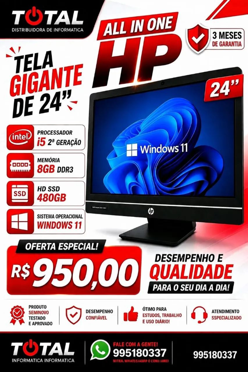 Computador completo All in one com mouse e teclado sem fio