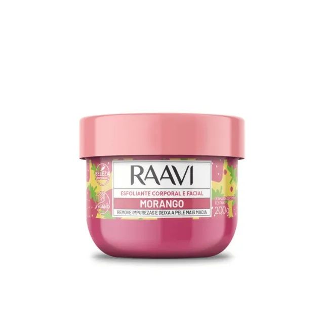 Raavi esfoliante corporal e facial morango 200g