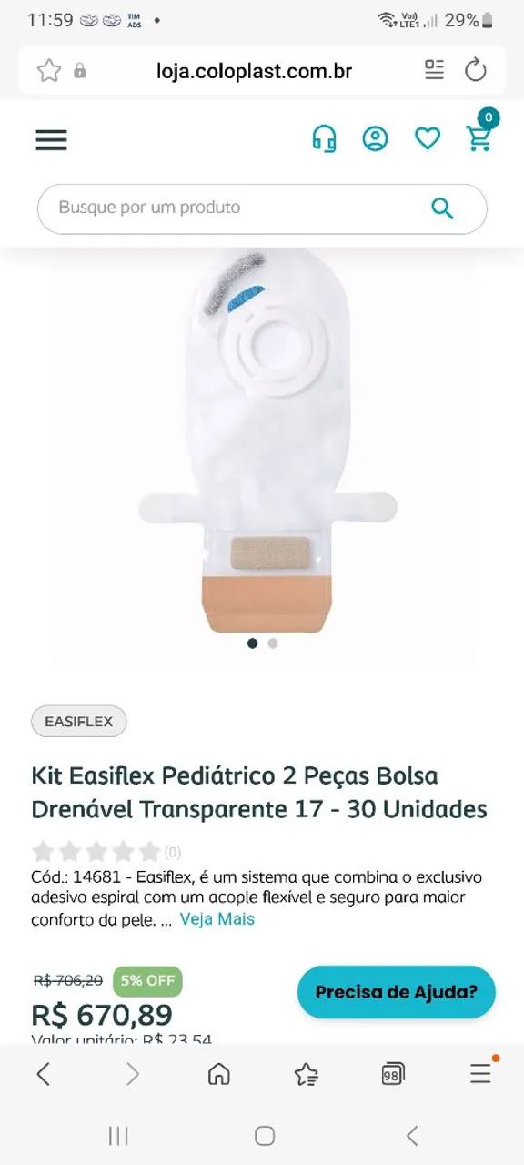 Bolsa colostomia bebe 150
