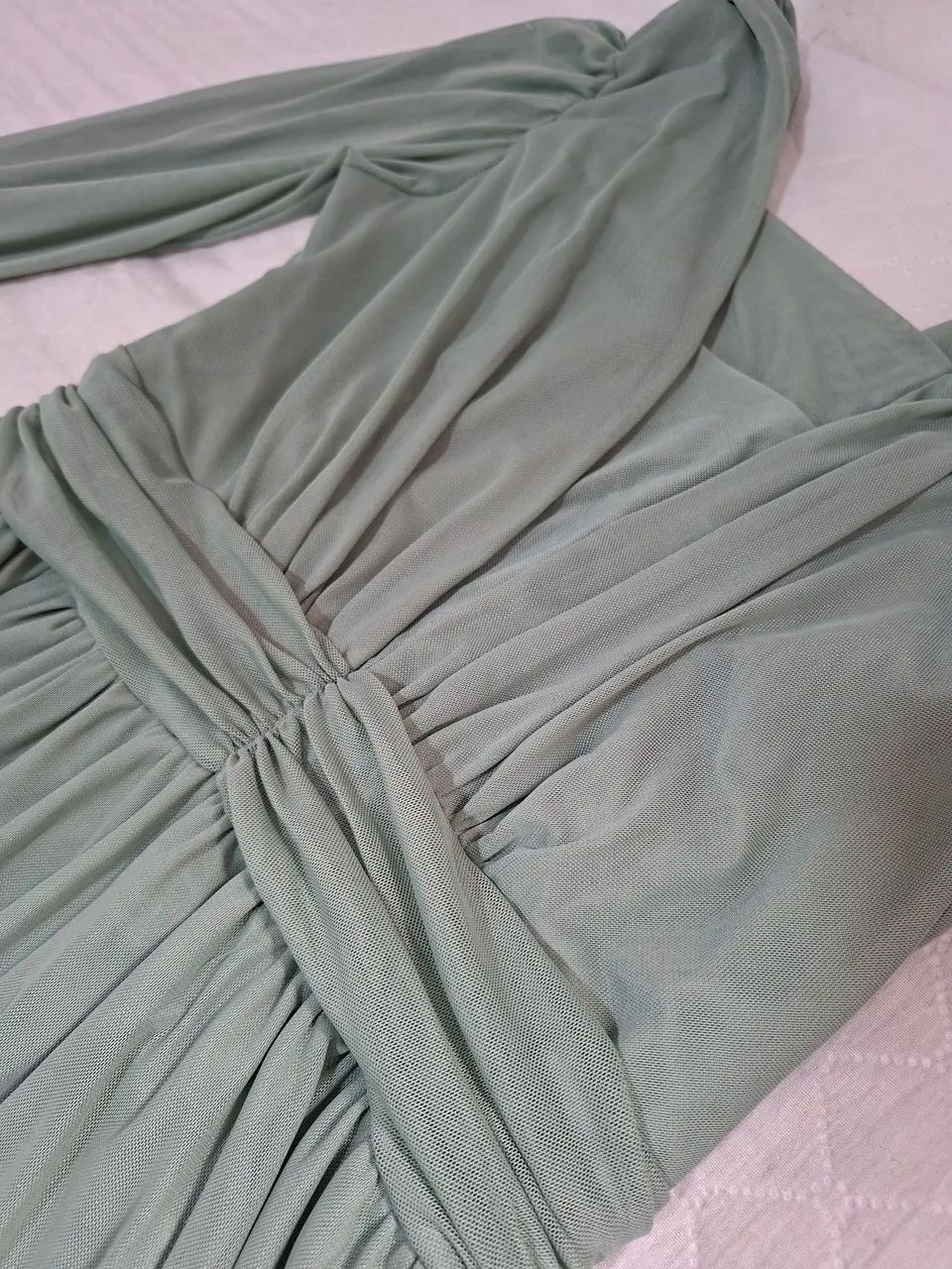 Vestido Longo Tule Verde Oliva GG - Foto 3