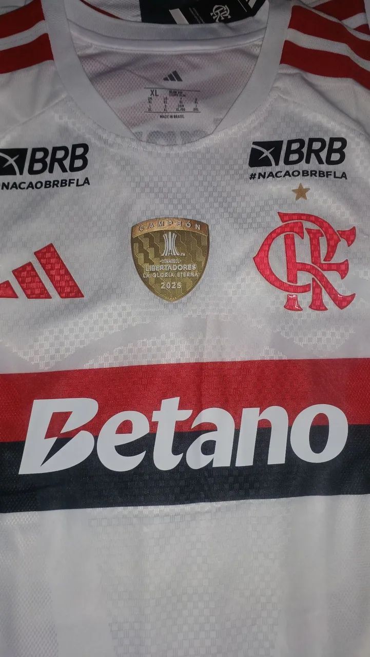 Camisa do flamengo com todos os patrocínios e patch da libertadores  tamanho G e GG