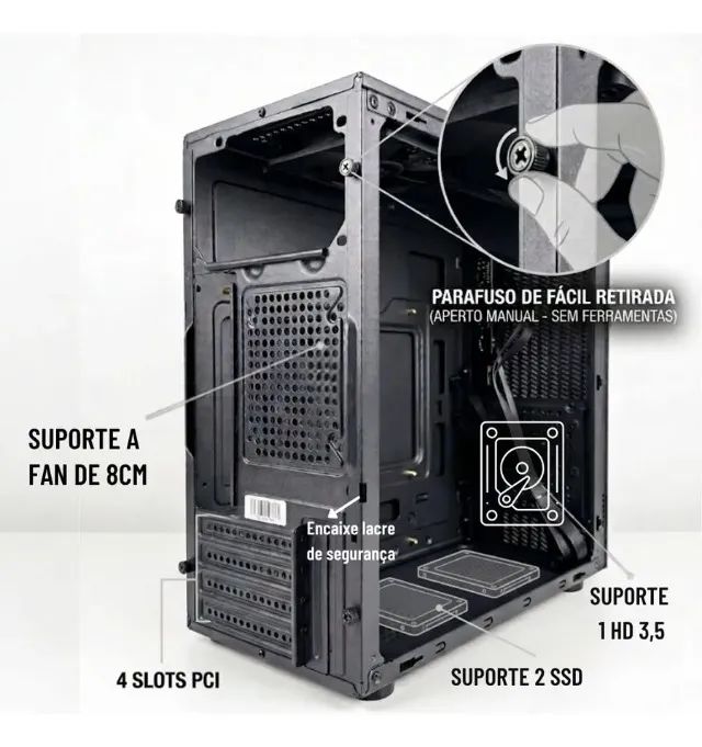 Gabinete Office Desktop Pc Placa Micro Atx Compacto Bo-g1 - Foto 3