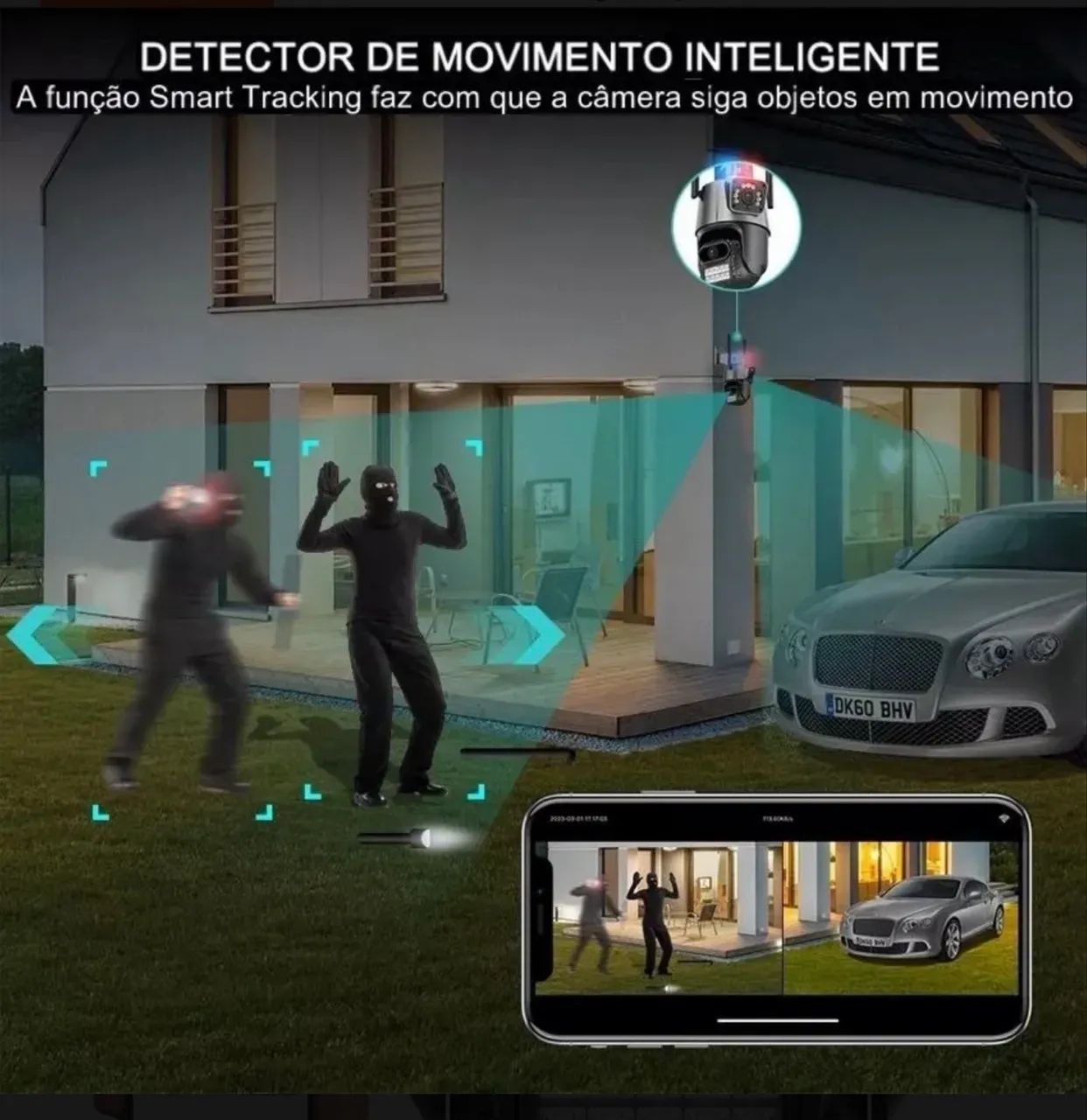 Câmera de segurança Wi-Fi lente dupla infravermelho com sensor de presença  - Foto 2