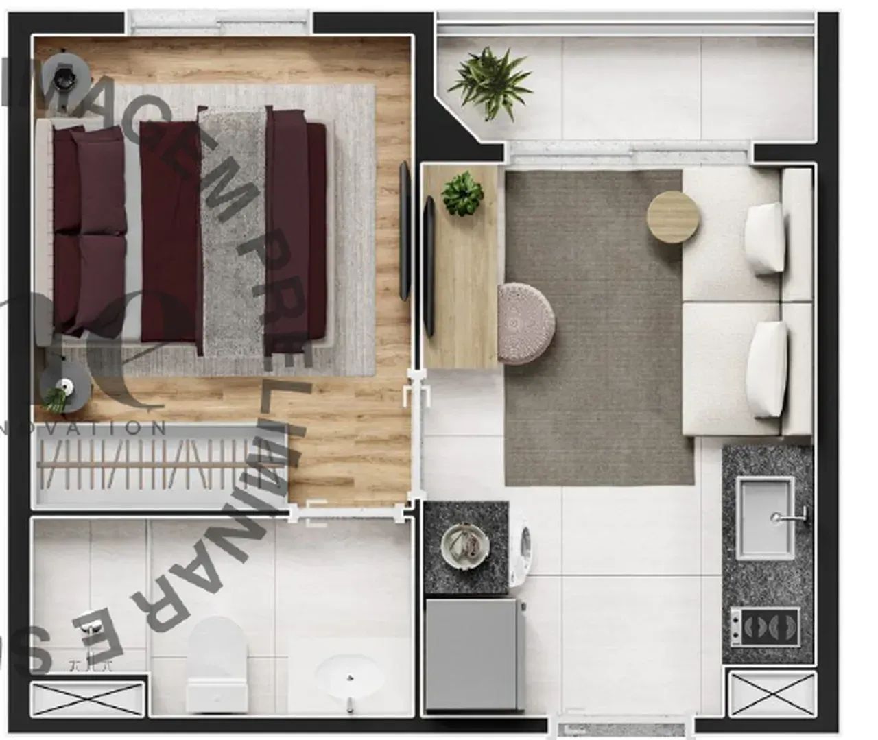 APARTAMENTO STUDIO 24M² 1 DORMITÓRIO E VARANDA - PRÓXIMO AO METRÔ EUCALIPTOS LINHA LILAS - - Foto 5