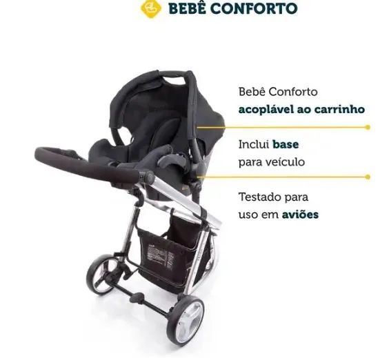 Carrinho de bebê com bebê conforto e base - Foto 2