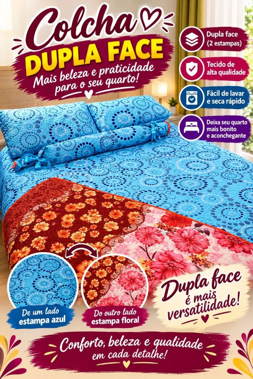 Kit de colcha dupla face - Foto 2