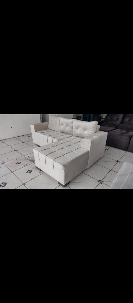 Sofá chaise 3 lugares+ puff de brinde entrega grátis ? pronta entrega  - Foto 3