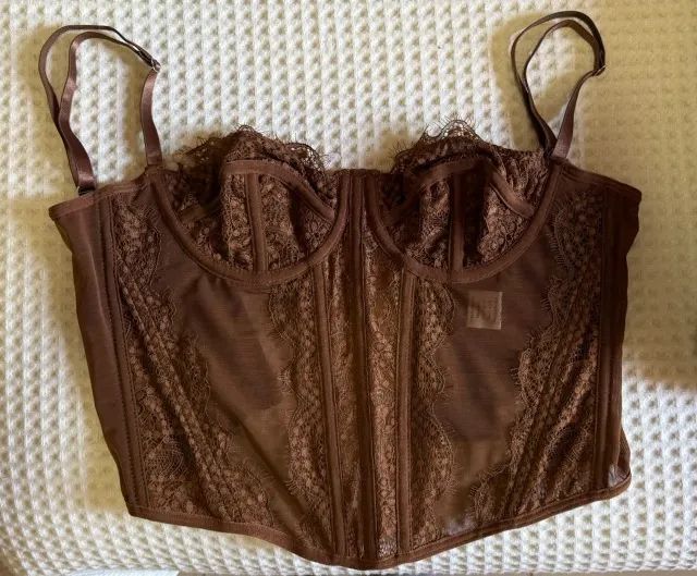 Corset de Renda Marrom Shein Nunca Usado