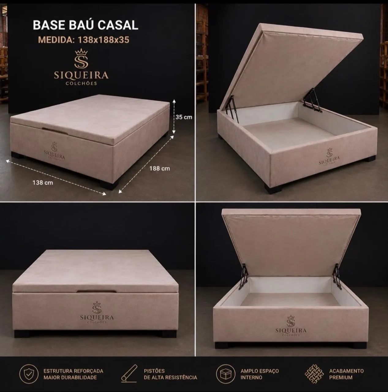 Base baú casal direto de fábrica 