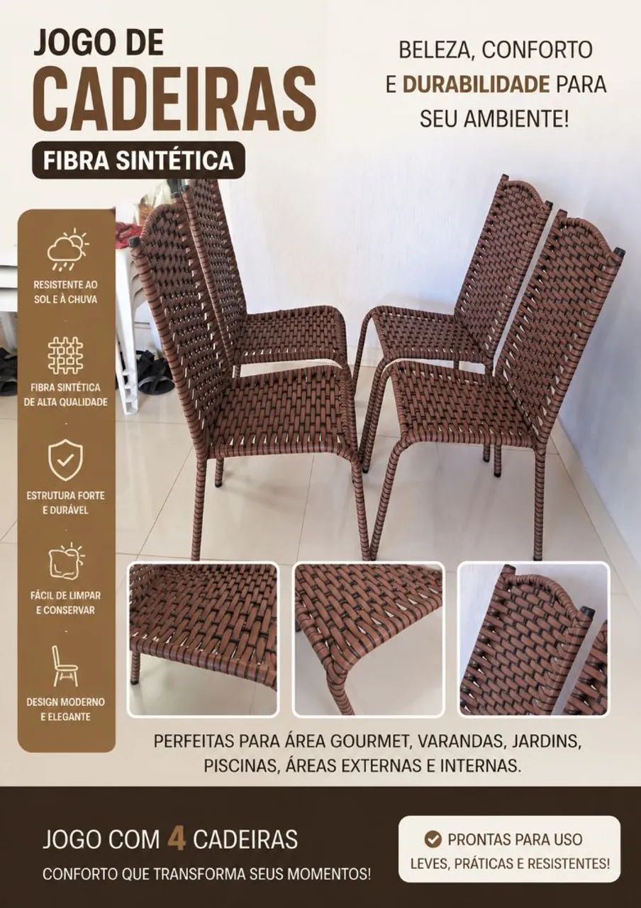 Jogo 4 cadeiras fibra a pronta entrega
