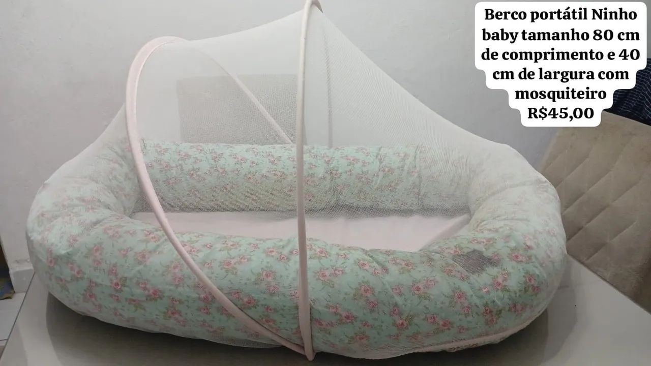 Berço portátil ninho bebê com mosquiteiro 