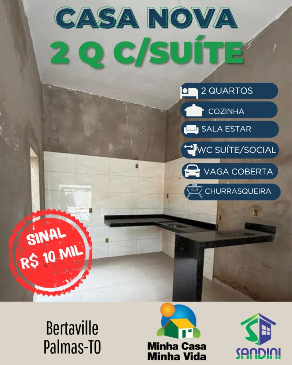 CASA 2 QUARTOS - MINHA CASA MINHA VIDA - BERTAVILLE