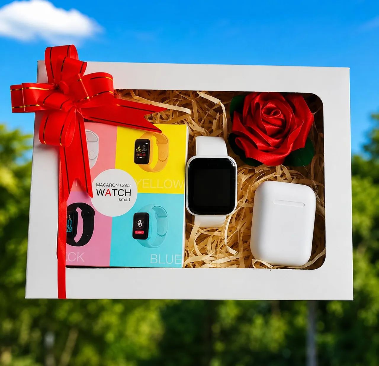 Kit de smartwatch D20s + fone bluetooth + rosa