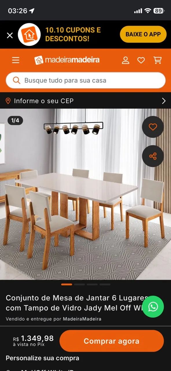 Conjunto mesa de jantar 6 lugares  - Foto 3
