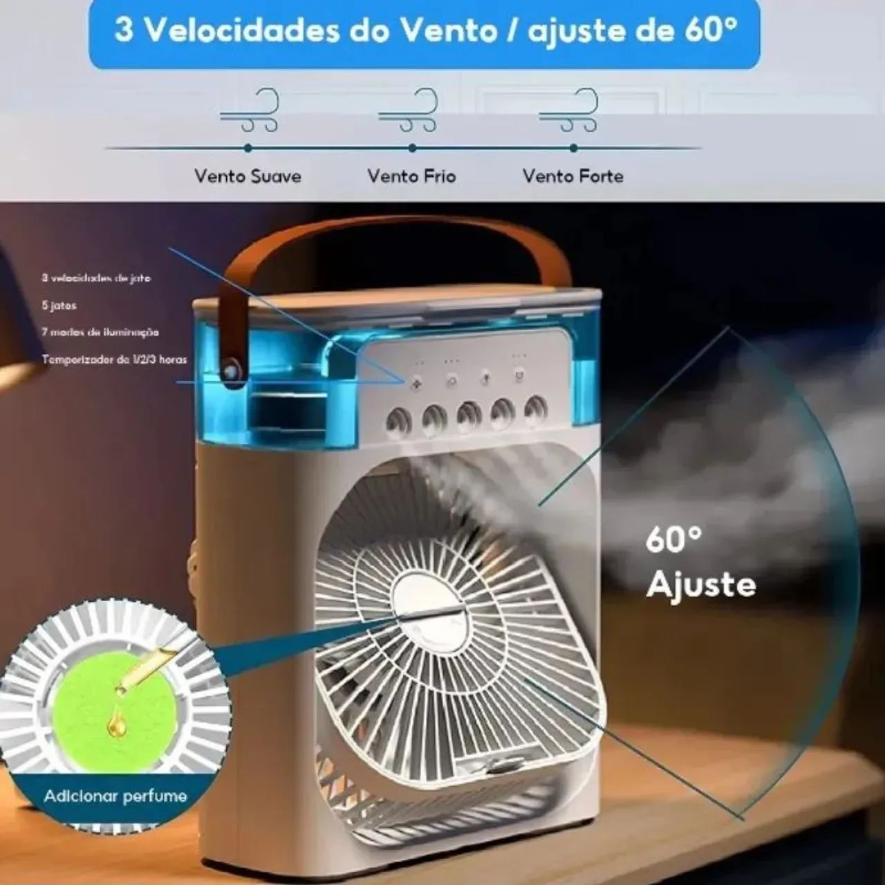 Ventilador umidificador de mesa ar climatizador - Foto 6