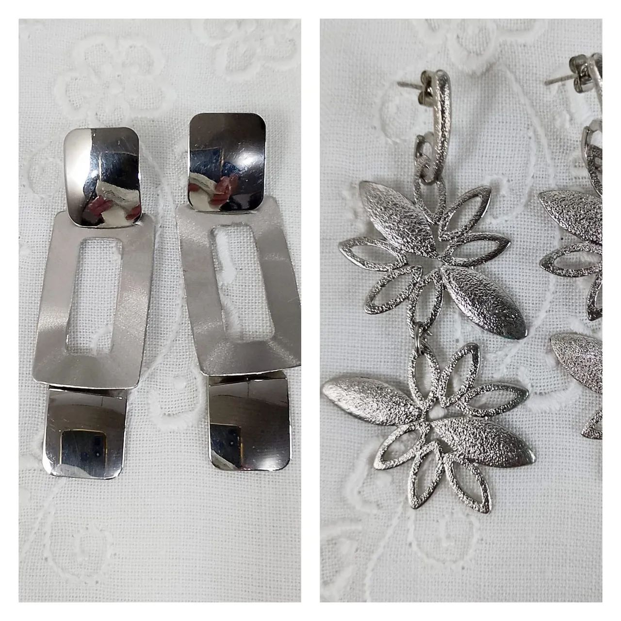 8 Pares de Brincos prateados anos 90. - Foto 3