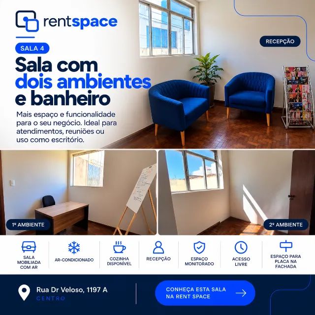 Sala comercial com banheiro - Centro