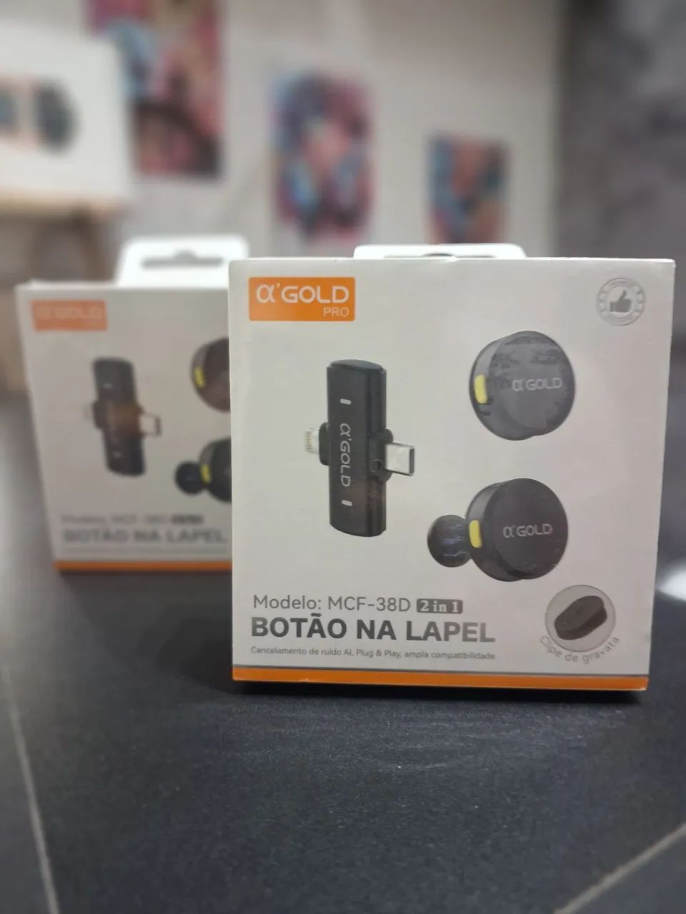 Microfone de lapela de botão sem fio + duplo (entrada tipo c e Lightning) - Foto 3