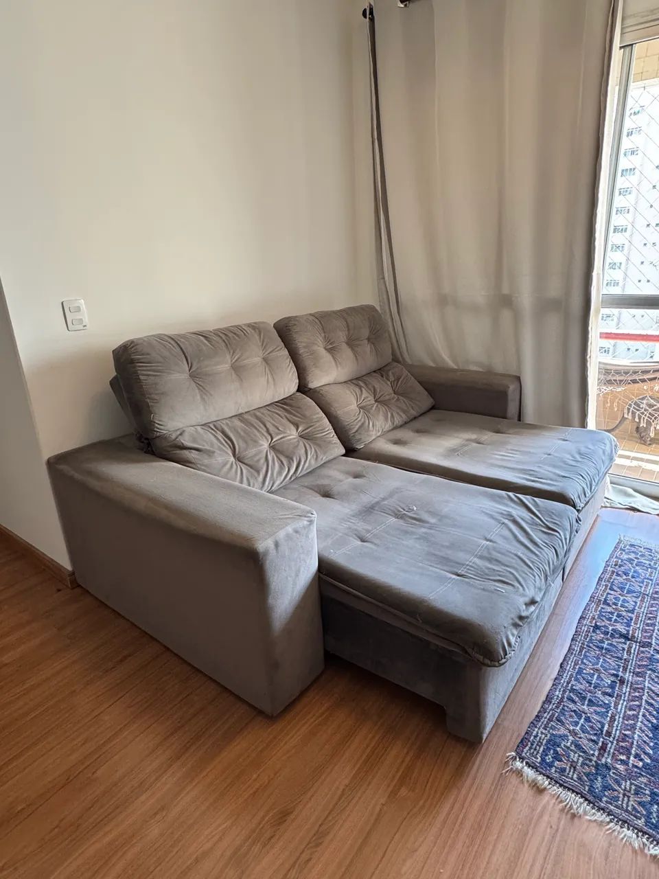 Sof á Retrátil Cinza - 210cm - Foto 2