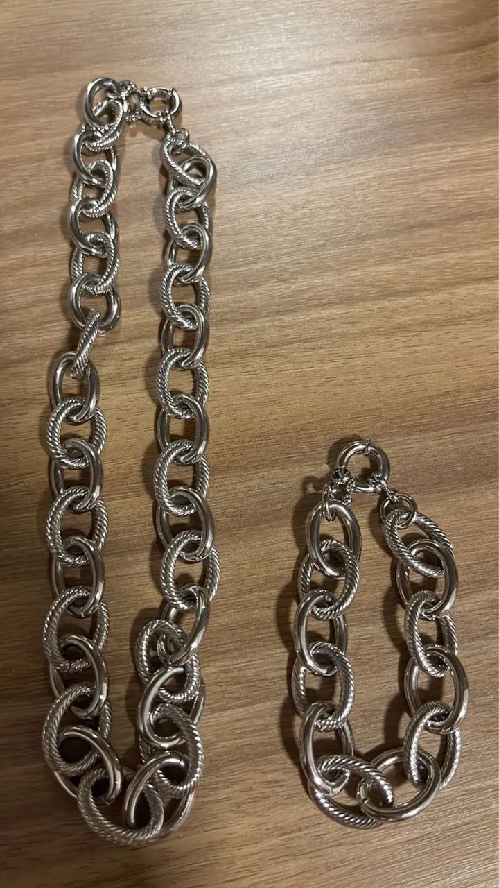 Conjunto corrente + pulseira em semi-joia  - Foto 4