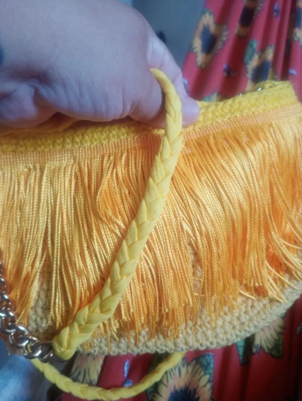 Bolsa de crochê com franja  - Foto 3