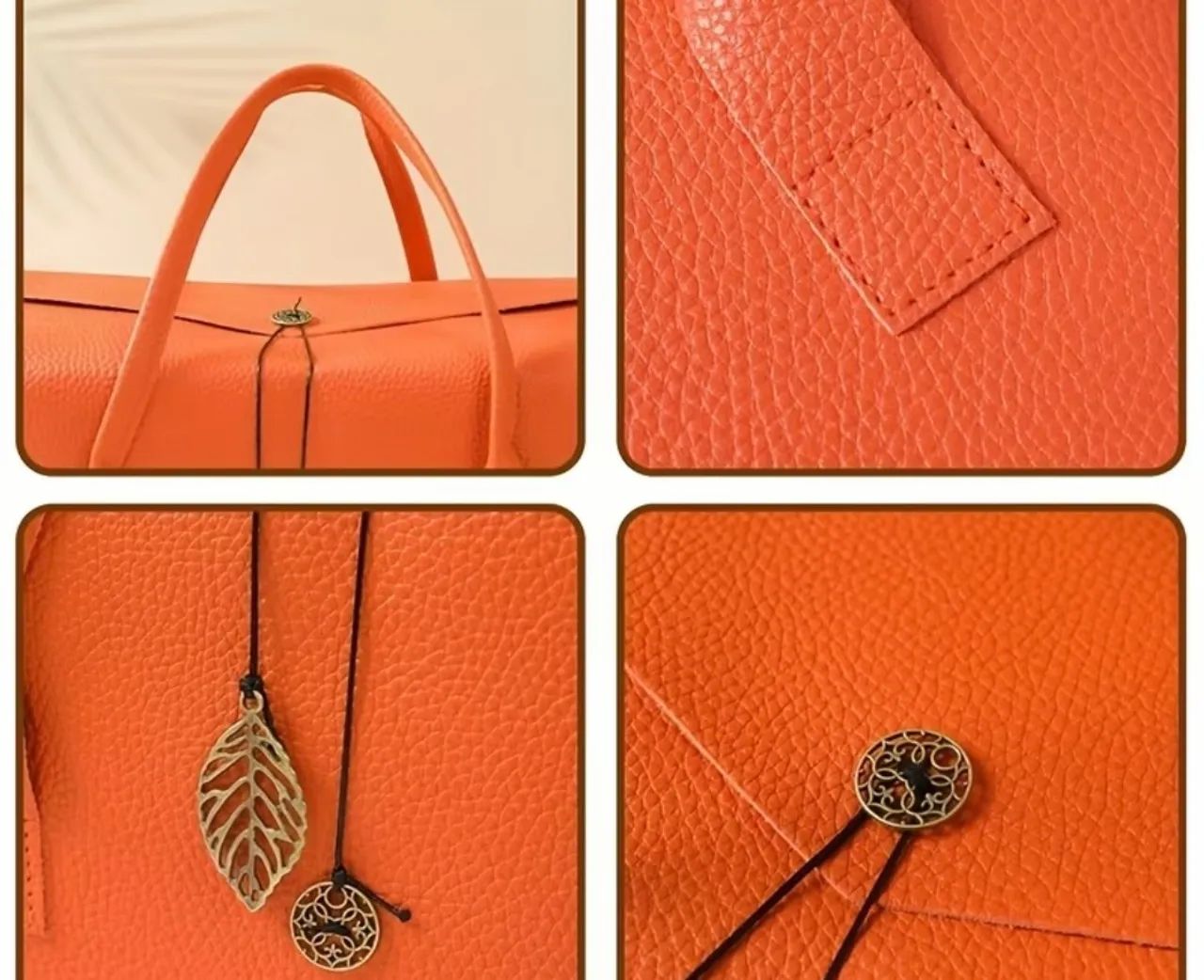 Bolsa couro laranja estilo hermes  - Foto 3