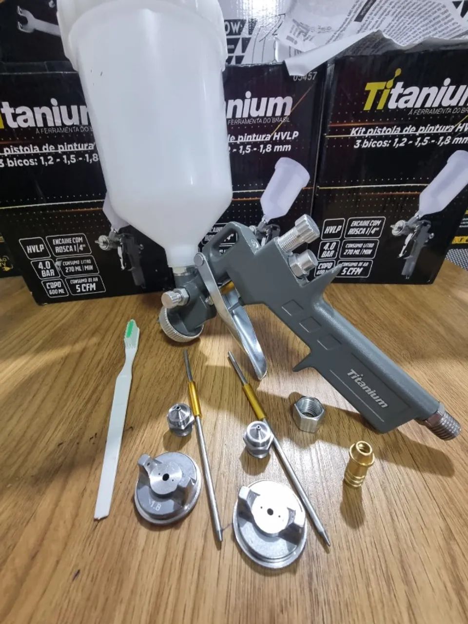 kit pistola de pintura hlpv titanium ou o modelo the blak tools  - Foto 6