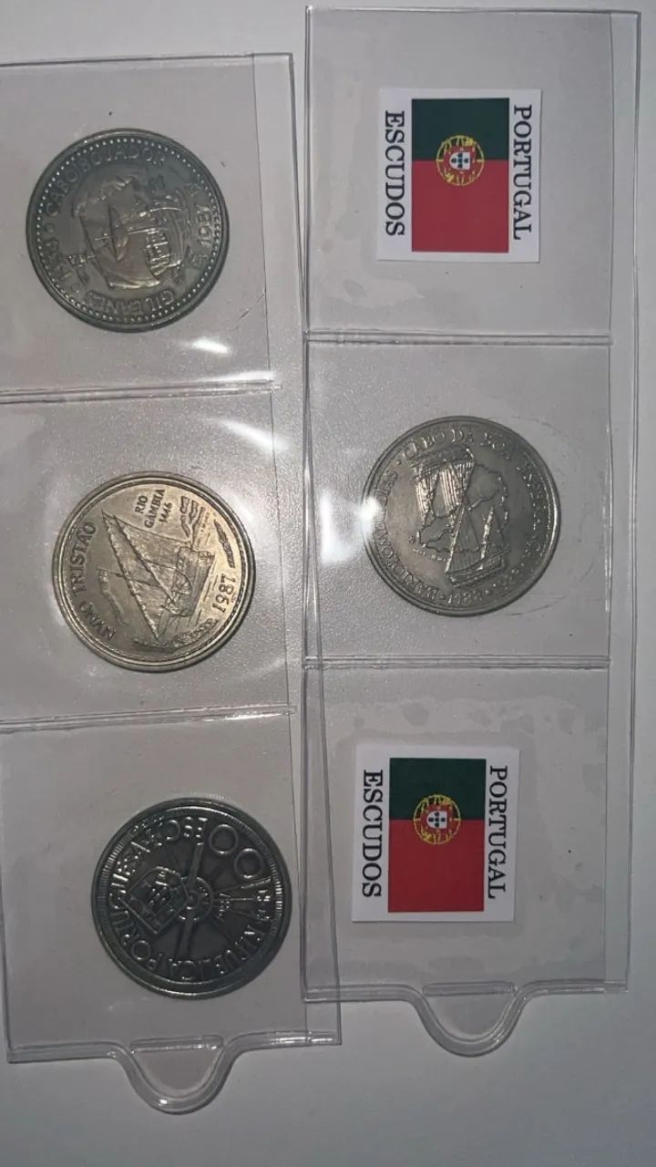 Lote de Moedas Antigas de Portugal - Escudos Pré-Euro (4 Unidades)