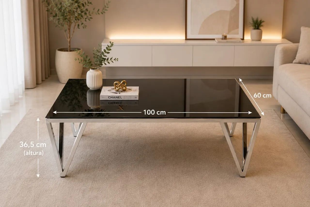 Mesa de centro de vidro preto piano - Foto 2