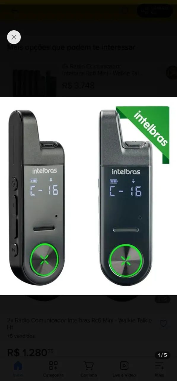 RADIO COMUNICADOR INTELBRAS RC6 MINI