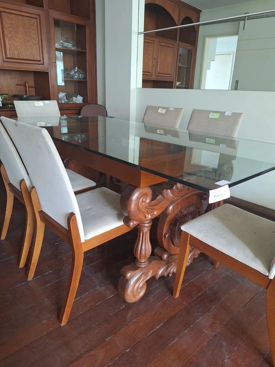 Mesa madeira maciça com tampo de vidro - Foto 2