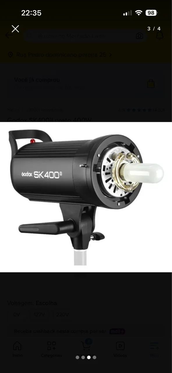 FLASH PARA ESTÚDIO GODOX SK-400 II 220V - Acessórios para Câmeras