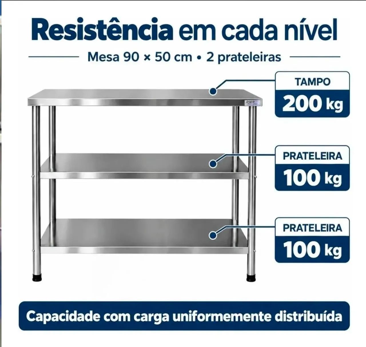 KIT 2 MESAS 90x50 INOX - Foto 3
