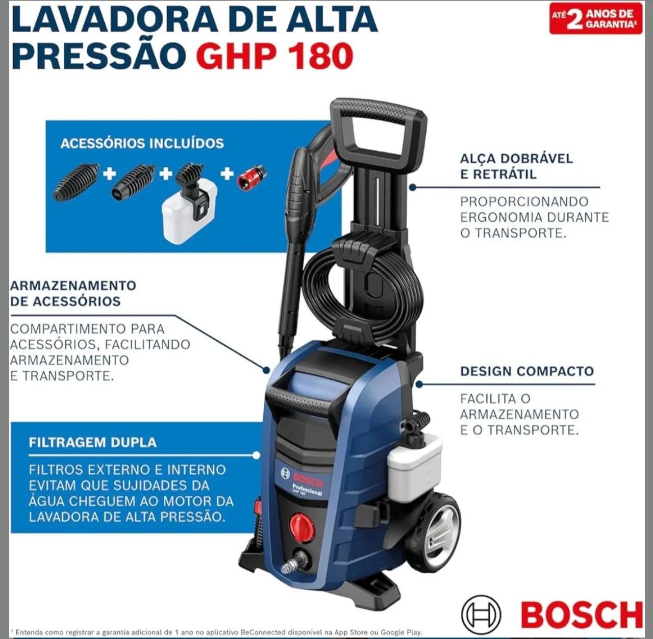 Lavadora De Alta Pressão Profissional Bosch Ghp 180 1500w - Foto 2