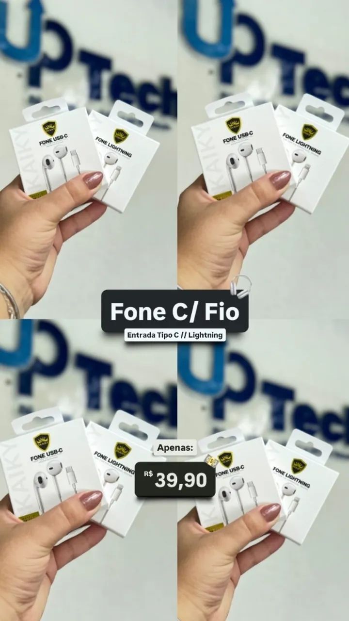Fone de Ouvido com Fio para USB-C e Lightning!