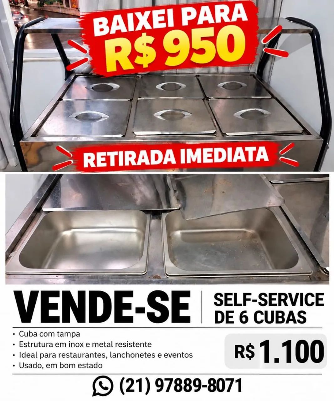 Vende-se selvservice 6 cubas 