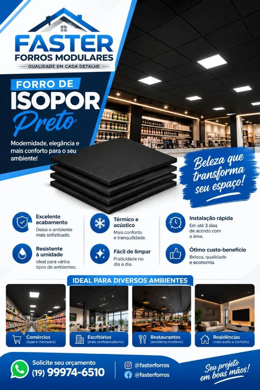 Forro de isopor na cor preto 