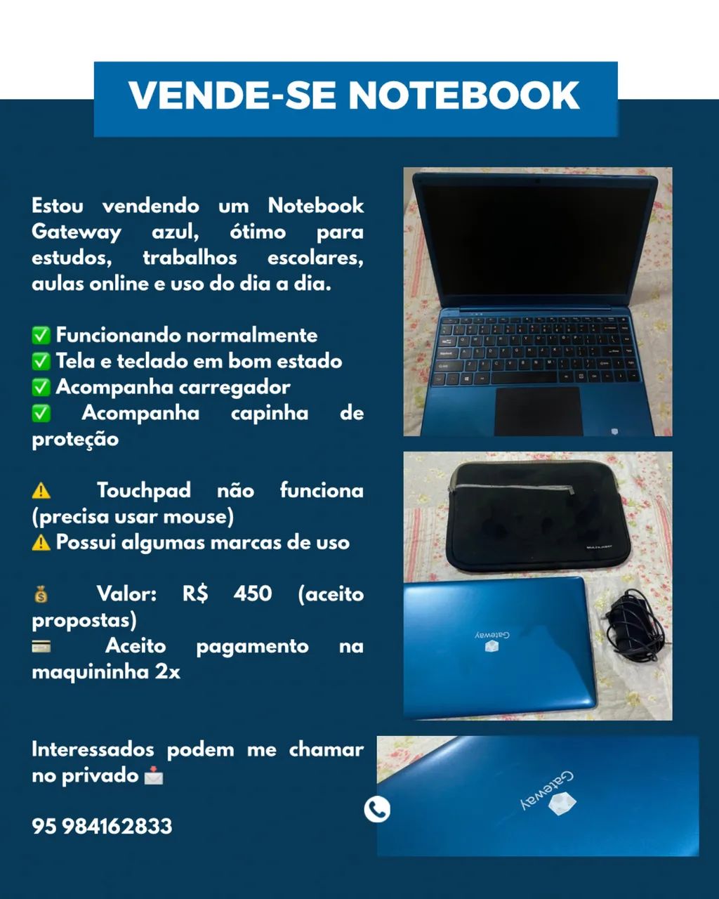 NOTEBOOK À VENDA 