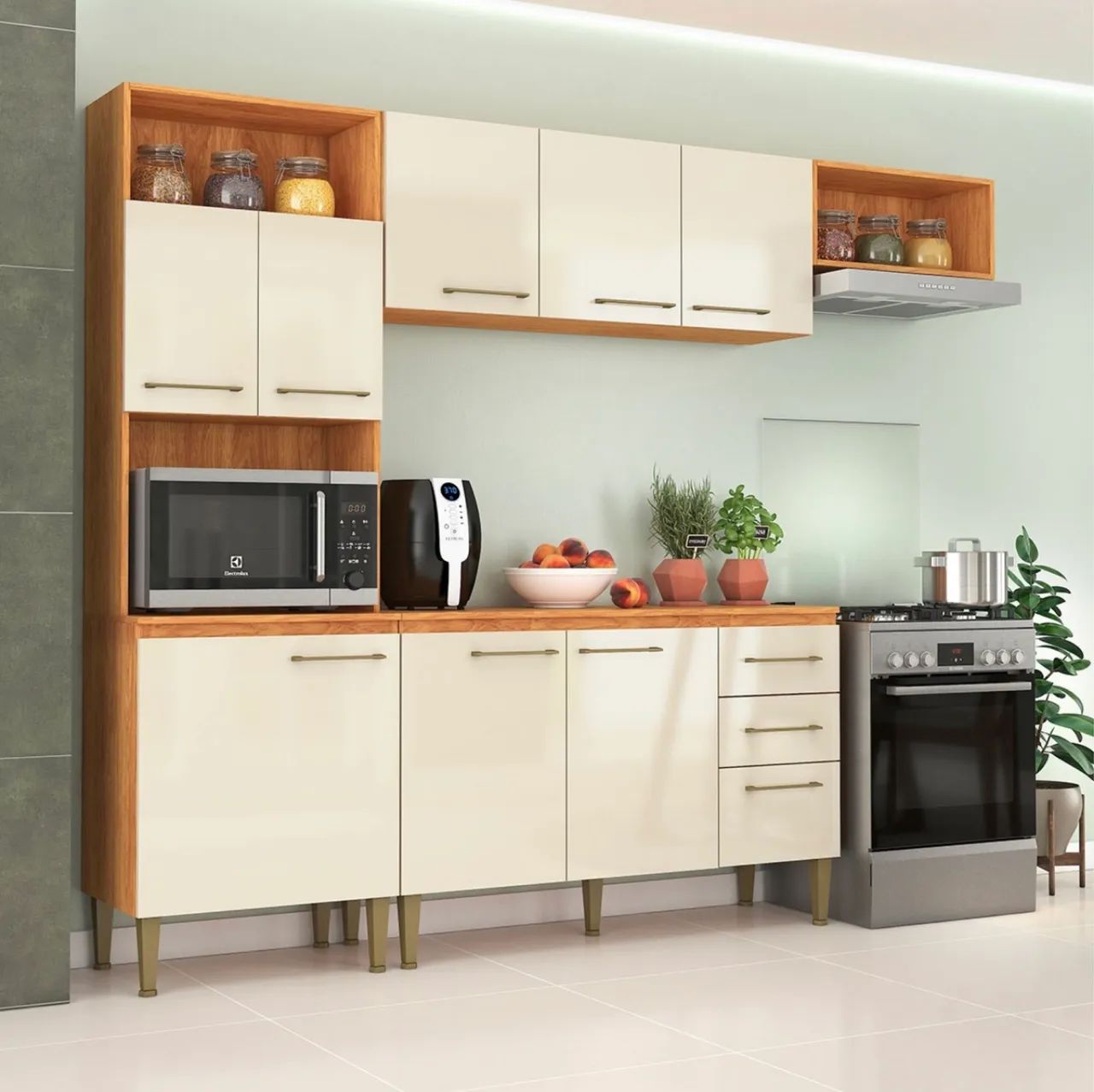 Cozinha Completa Serena 2,40 m Cinamomo e Off White
