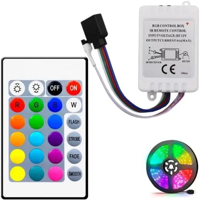 CONTROLE Controlador Para Fita Led Rgb 5050 / 3528 com 24 Teclas NÃO ACOMPANHA FITA DE LED - Foto 4