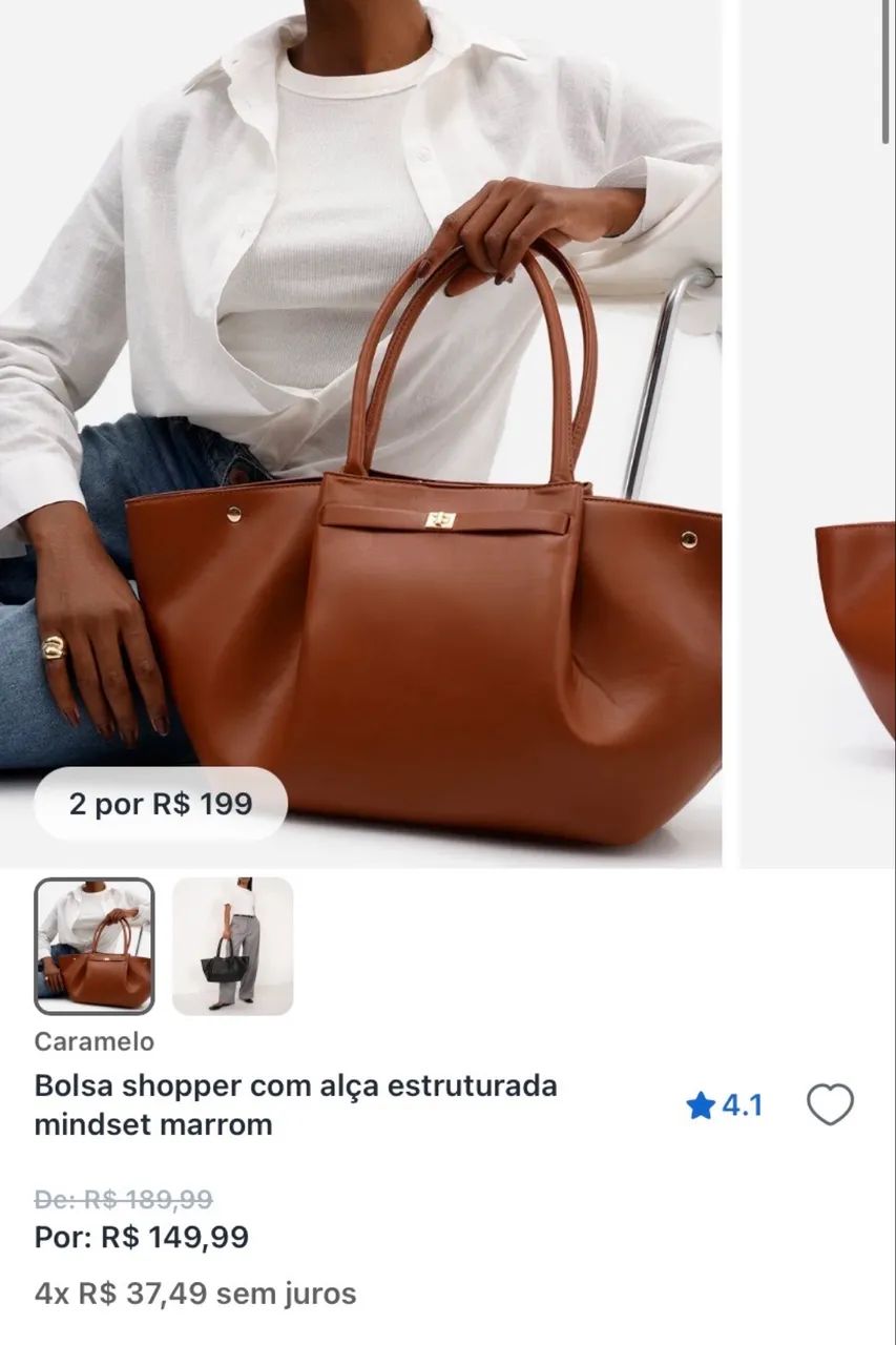 Bolsa Shopper Marrom Grande Estilo Zara/Minimalista - Foto 4