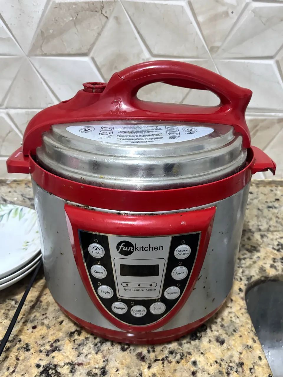 Panela Pressão Eletrica Fun Kitchen 5L Vermelha