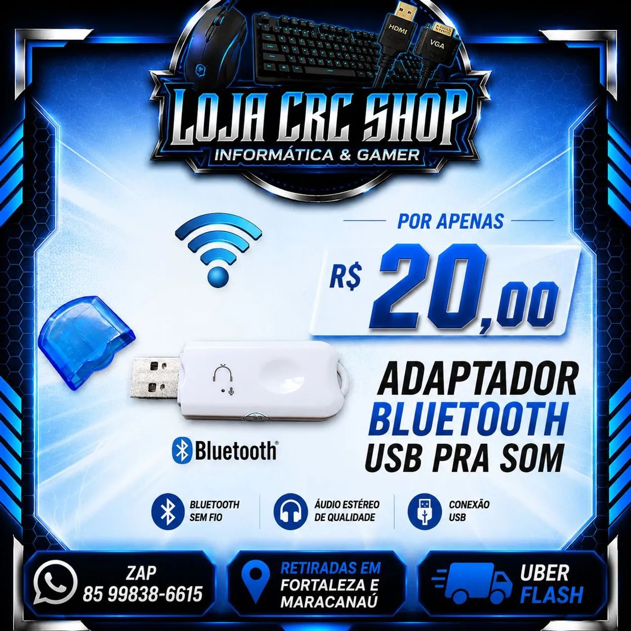Adaptador Bluetooth USB pra Som