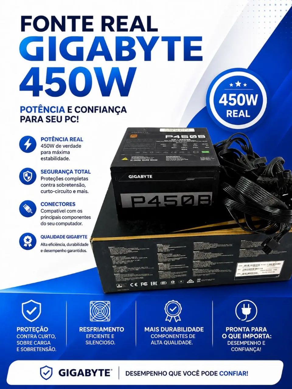 Fonte real gigabyte 450w 
