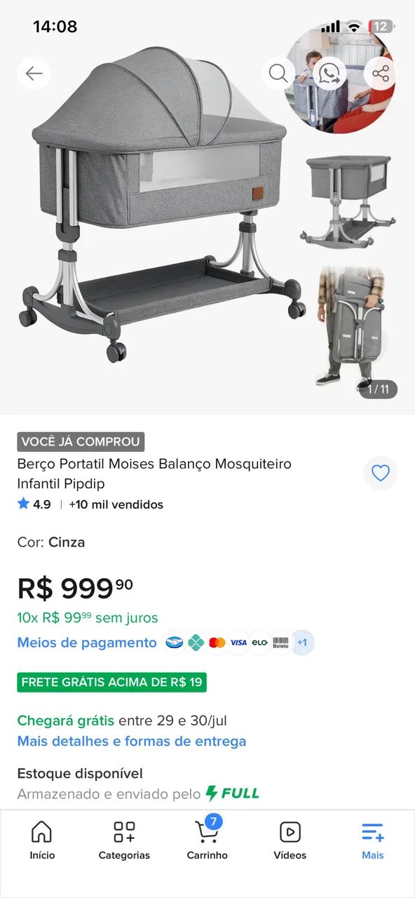 BERÇO PORTÁTIL  - Foto 3